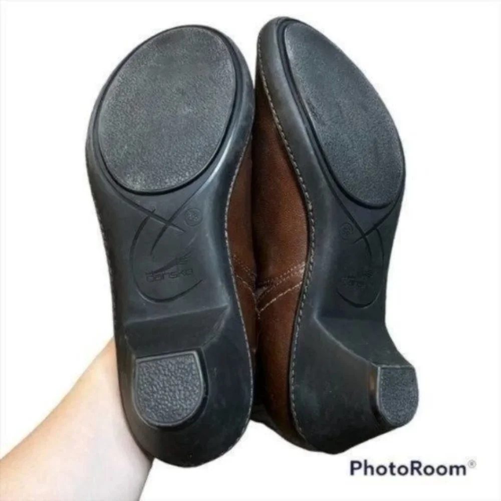 Dansko Baylee Brown Leather Slip On Clog Womens Size 38 - Picture 6 of 9